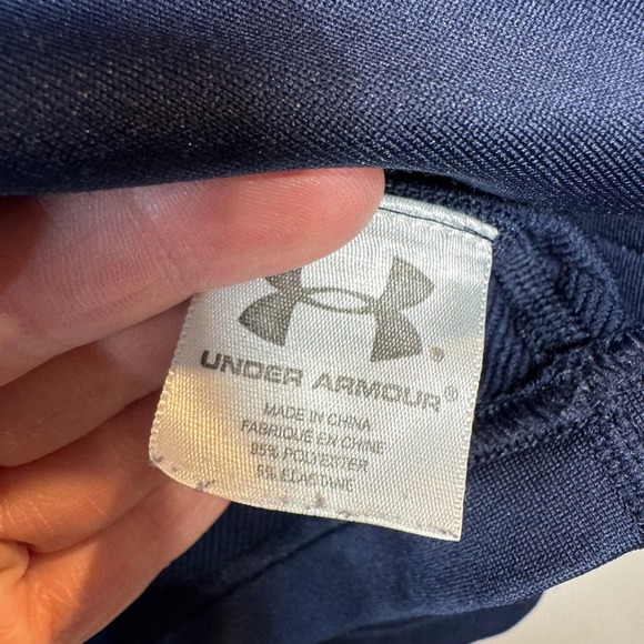 Under Armour ColdGear Mens L Navy Blue Mock Neck Long Sleeve Base Layer Shirt - Picture 3 of 6